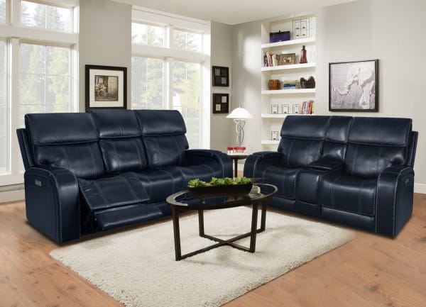 Glenwood - Power Console Loveseat Recliner With Power And Power Headrest And Lumbar (Layflat) - Ocean
