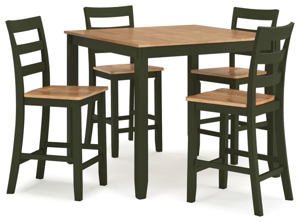 Gesthaven - Natural / Green - Dining Room Counter Table Set (Set of 5)