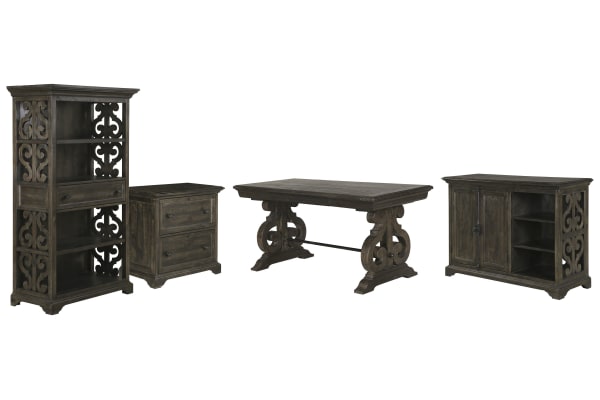 Bellamy - Writing Desk With File Cabinet, Printer Stand And Bookcase - Peppercorn