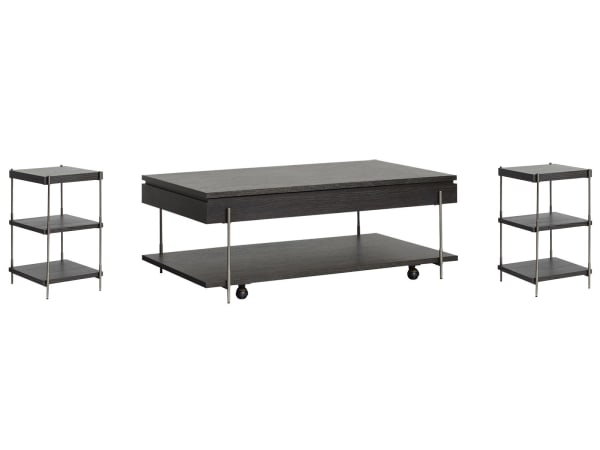 Spencer - Lift Top Storage Cocktail Table With 2 Accent Tables - Dark Briarsmoke