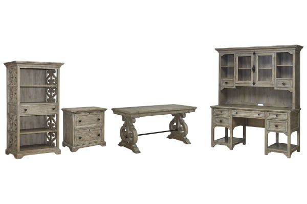 Tinley Park - Writing Desk With Lateral File, Bookcase, Credenza And Hutch - Dove Tail Gray