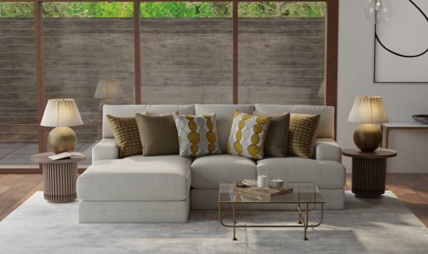 Tori - 2 Piece Sofa Chaise With Comfort Coil Seating And 6 Accent Pillows Included (Left Side Facing Chaise) - Birch
