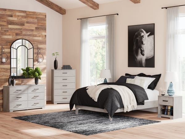 Shawburn - Whitewash - 2 Pc. - Dresser, Platform Full Bed