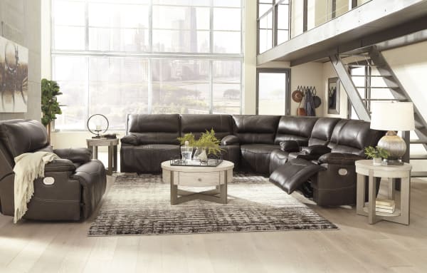 Ricmen - Walnut - 4 Pc. - Power Reclining 3 Pc Sectional, Recliner
