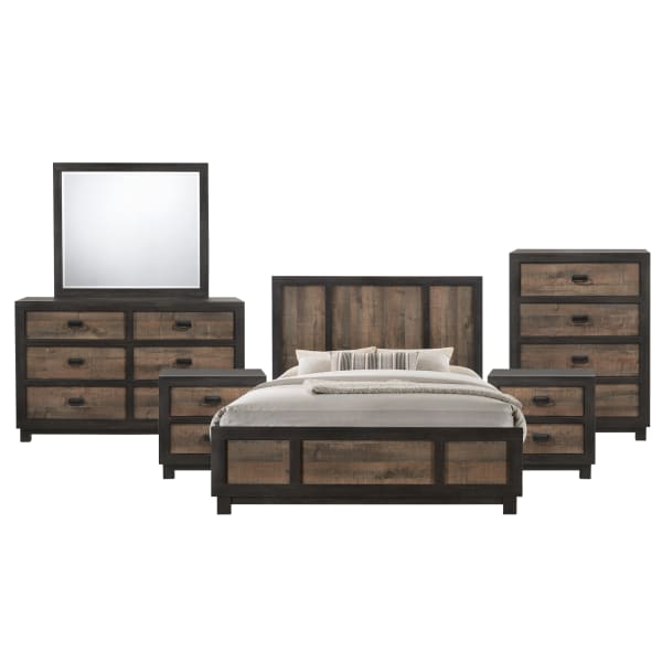 Harlington - Queen Panel 6 Piece Bedroom Set - Dark Chocolate