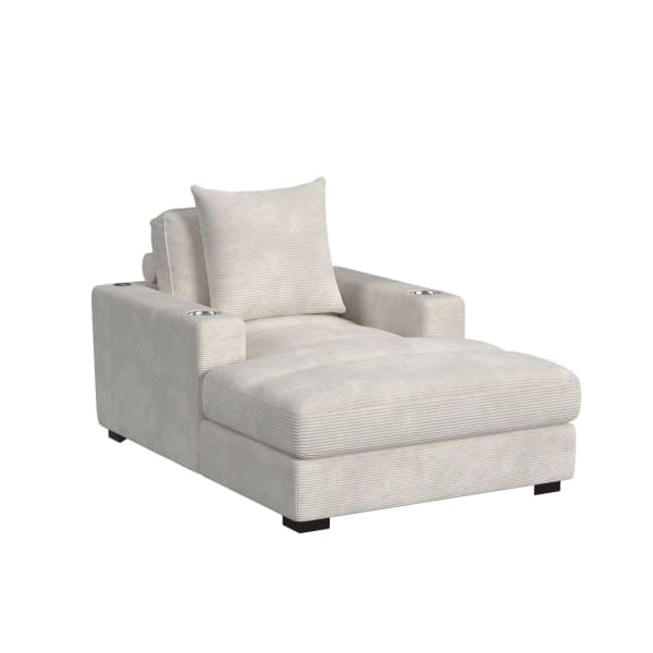 Arizona - Chaise With 1 Pillow 20", 2 Cupholders And 2 USB - Steno Beige