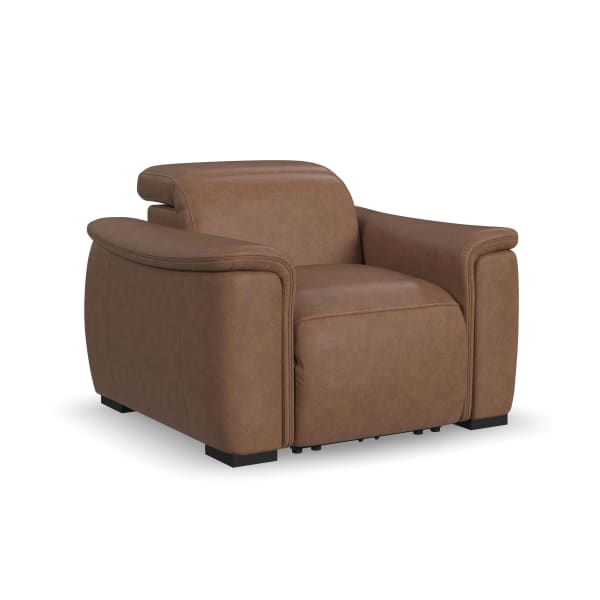 Camden - Power Recliner With Power Headrest - Light Brown