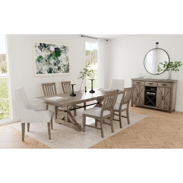 Yellowstone - 7 Piece Standard Height Dining Set (Table, Four Chairs And Two Host Chairs) - Medium Brown