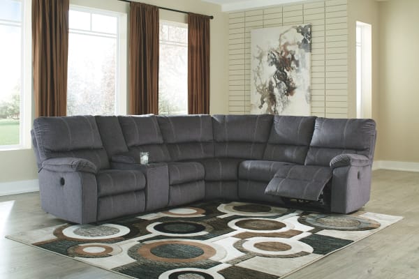 Urbino - Charcoal - Power Reclining Loveseat With Console 3 Pc Sectional