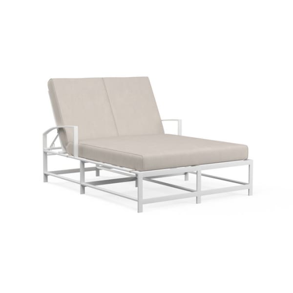 Bristol - Double Chaise, With Self Welt - Canvas Flax / White