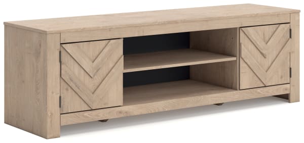 Cayboni - LG TV Stand With Fireplace Option - Tan