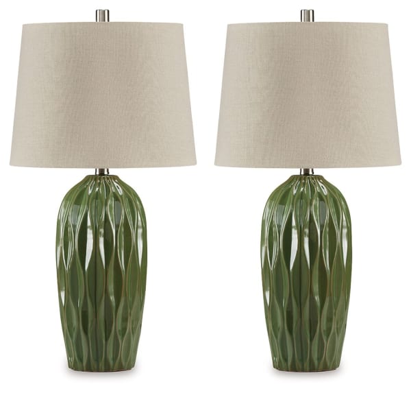 Hadbury - Moss Green - Ceramic Table Lamp (Set of 2)
