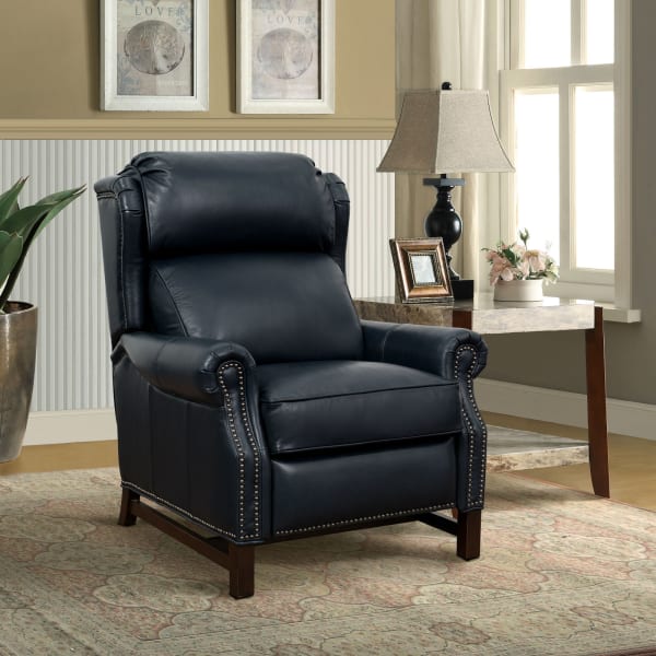 Thornfield - Push Thru The Arm Recliner - Blue