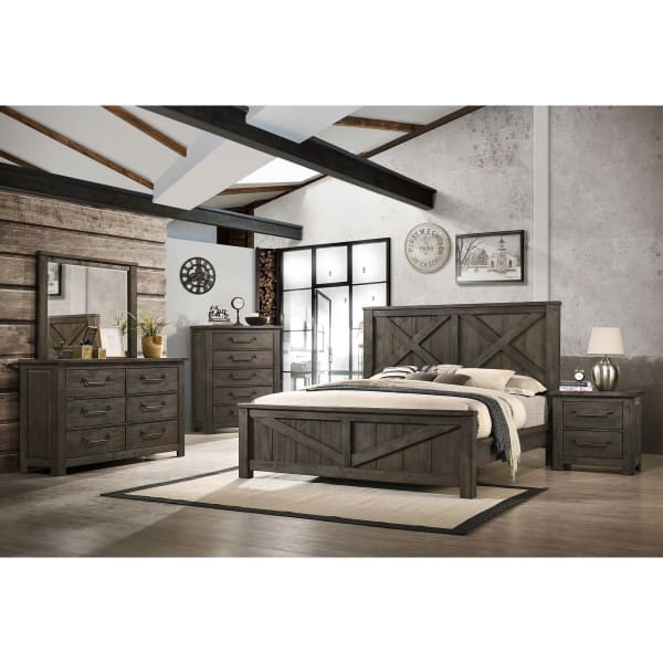 Maverick - Queen Panel 5 Piece Bedroom Set - Grey