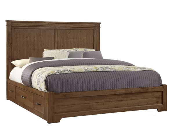 Cool Rustic - Cool Rustic Queen Mansion Bed with One Side Storage Amber