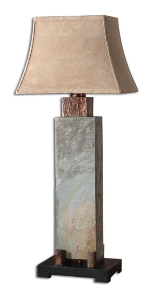 Slate - Tall Table Lamp - Pearl Silver & Beige