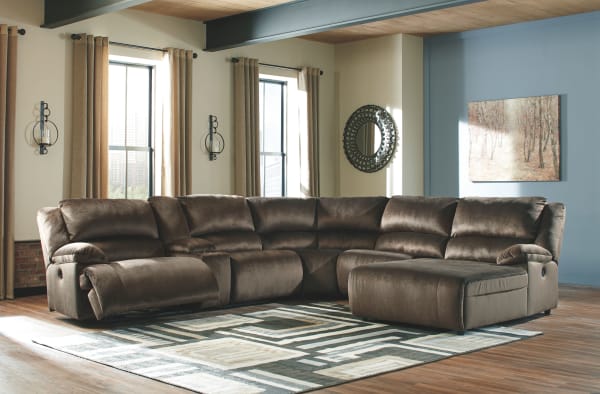 Clonmel - Chocolate - Left Arm Facing Power Recliner 6 Pc Sectional