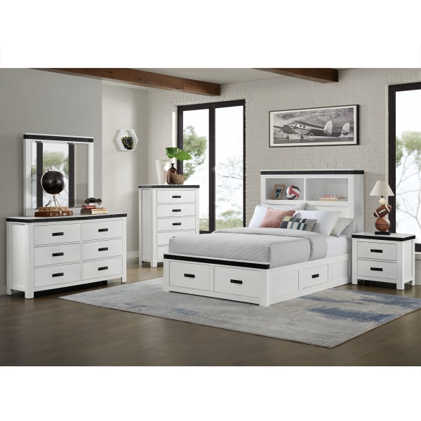 Wade - Youth Full Platform Storage 5 Piece Bedroom Set - White