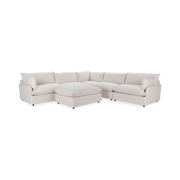 Caplan - Upholstered 6 Piece Modular Sectional With Ottoman - Dawn White