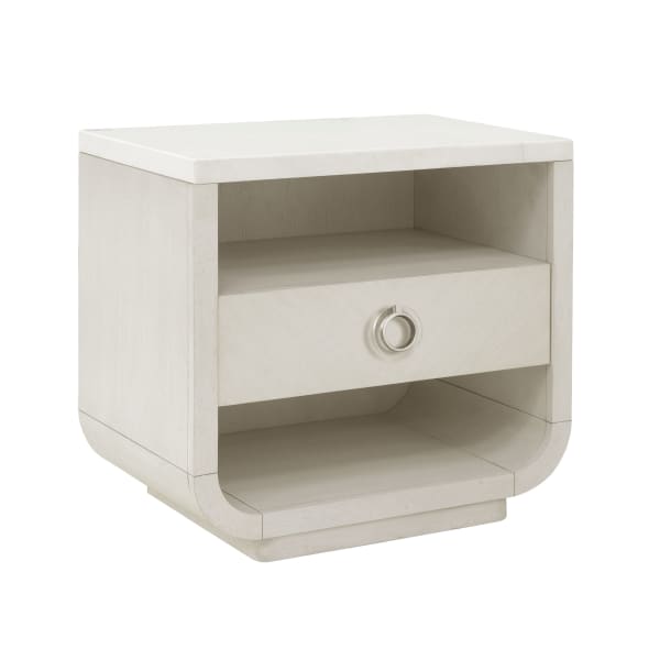 Brighton - Stone Top Accent Nightstand With Storage Drawer And USB Port - White