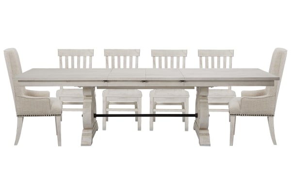 Bronwyn - Extendable Rectangular Dining Table With 4 Side Chairs And 2 Host Chairs - Alabaster