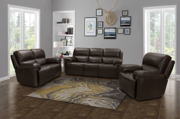 Sedrick - Console Loveseat-Wall Prox. Recliner With Power And Power Headrest - Dark Brown
