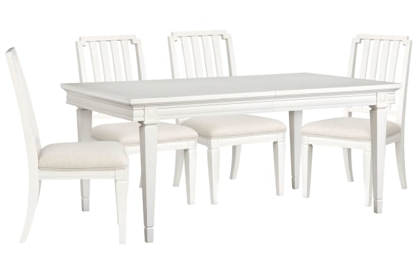 Willowbrook - Extendable Rectangular Dining Table With 4 Side Chairs - Egg Shell White