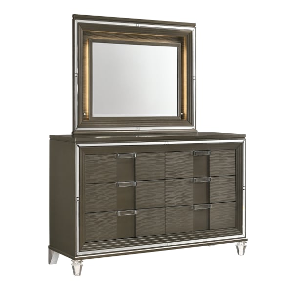 Twenty Nine - 6-Drawer Dresser With Mood Lighting Mirror - Dark Brown