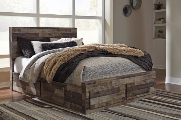 Derekson - Queen Panel Bed With 6 Storage Drawers - Multi Gray