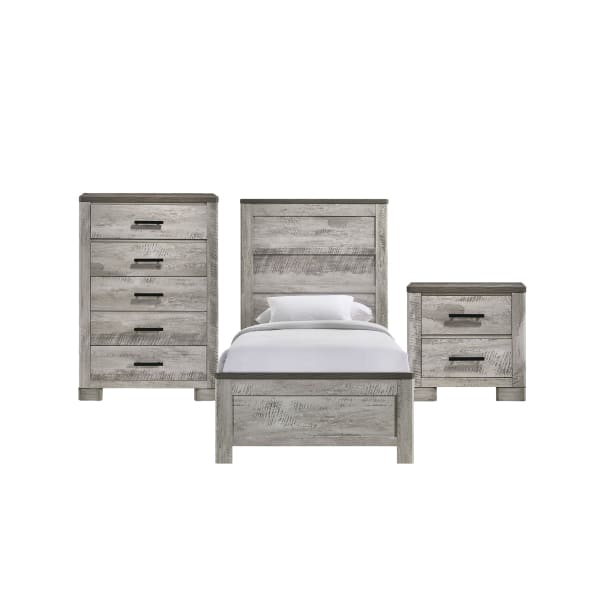 Millers Cove - Twin 3 Piece Bedroom Set - Distressed Gray