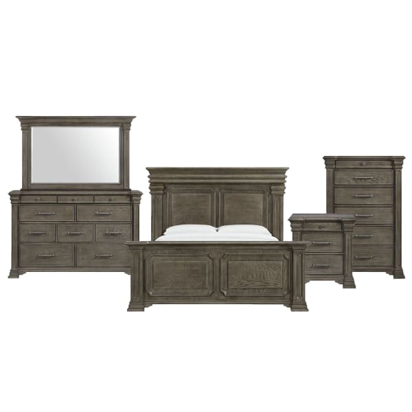 Kings Court - King 5 Piece Bedroom Set - Gray