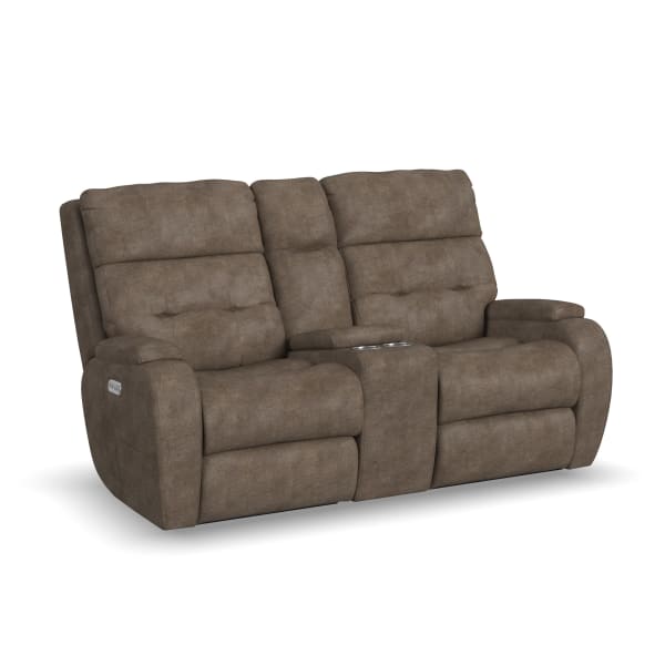 Strait - Power Reclining Loveseat With Console & Power Headrests - Dark Brown