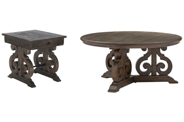 Bellamy - Round Cocktail Table With End Table - Peppercorn