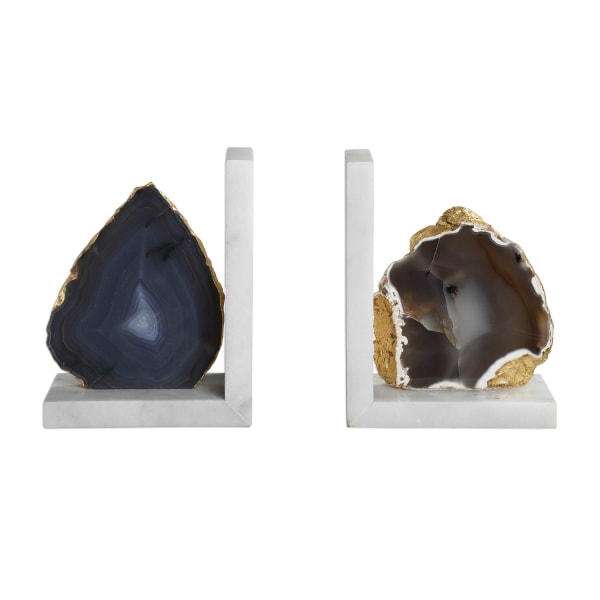 Aysha - Bookends (Set of 2) - Blue / Gold / Gray