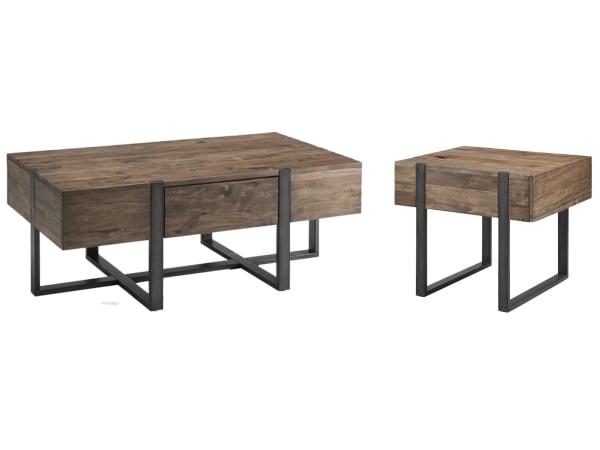 Prescott - Condo Rectangular Cocktail Table With End Table - Rustic Honey And Distressed Iron