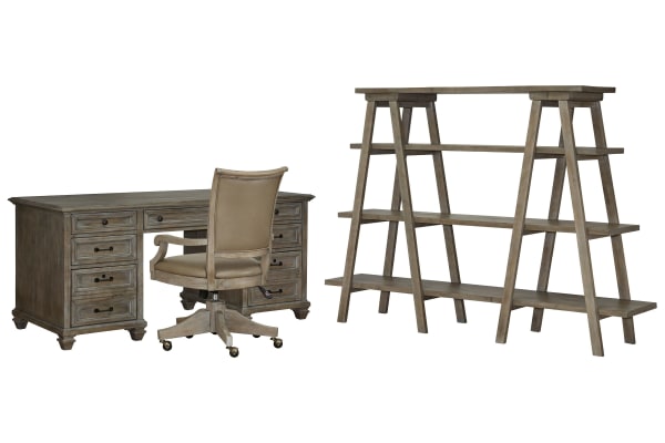 Lancaster - Executive Desk With Chair And Bookshelf - Dovetail Gray