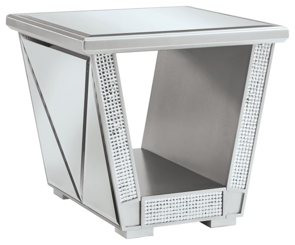 Fanmory - Silver Finish - Square End Table