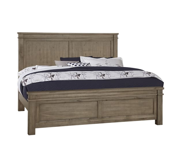 Cool Rustic - California King Mansion Bed With Mansion Footboard - Stone Grey