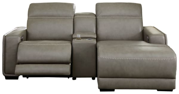Correze - Gray - 3-Piece Power Reclining Sectional With RAF Back Chaise