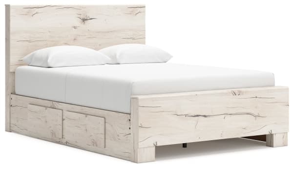Lawroy - Light Natural - Full Panel Bed With 2 Under Bed Storage Units