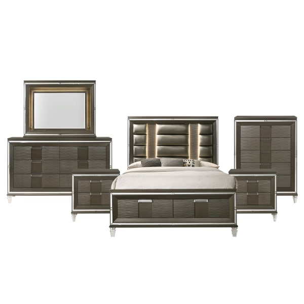 Twenty Nine - Queen Storage 6 Piece Bedroom Set - Dark Brown