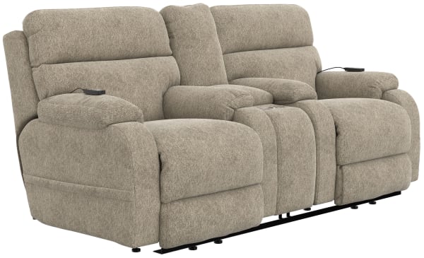 Regenerator - Dual Lift Power Headrest Console Loveseat With CR3 Heat/Massage/Lumbar/Zero Gravity - Burlap
