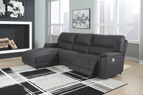 Henefer - Midnight - Left Arm Facing Power Chaise 3 Pc Sectional