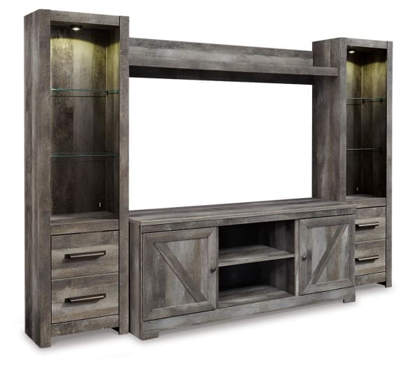Wynnlow - 4 Pc. - Entertainment Center - 63" TV Stand - Gray