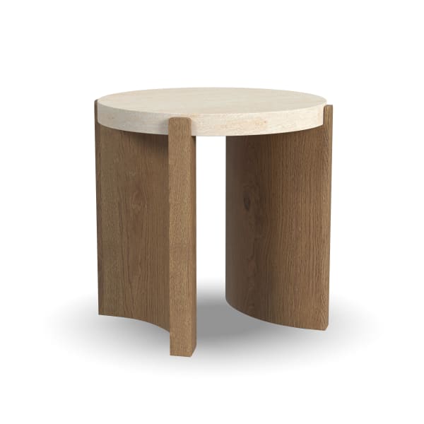 Eclipse - Round End Table - Light Brown / Beige