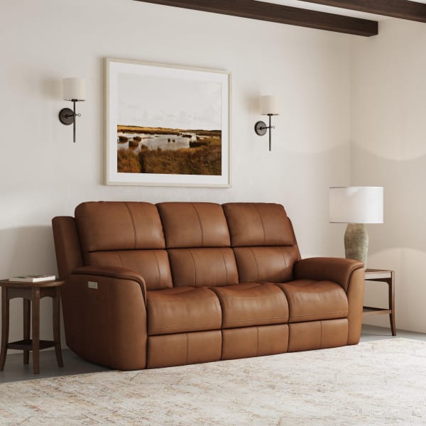 Henry - Power Reclining Sofa With Power Headrests & Lumbar - Caramel