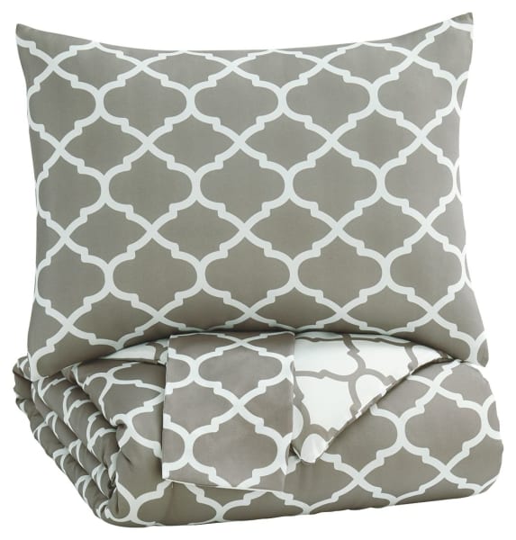 Media - Gray / White - Full Comforter Set