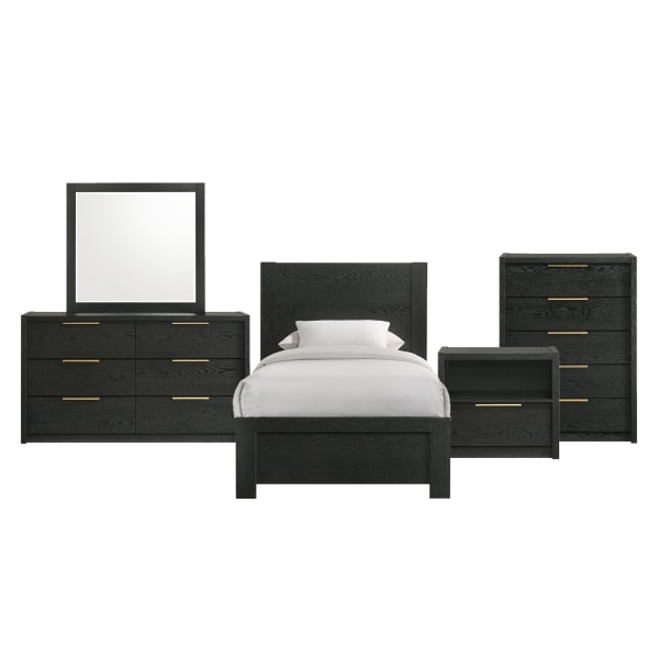South Bend - Twin 5 Piece Bedroom Set - Black