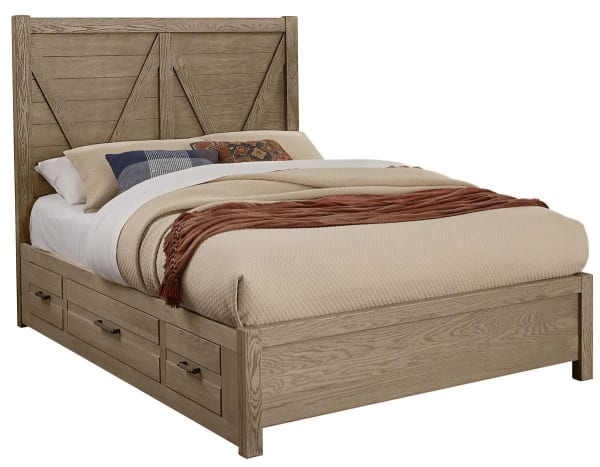Highlands - King V Panel Bed with 2 side storage