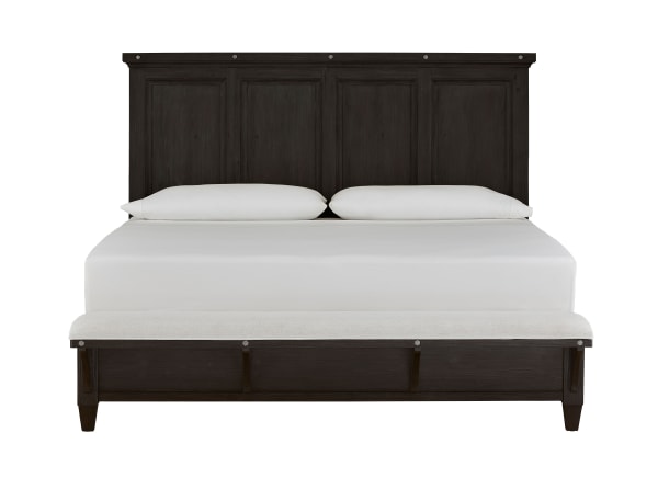 Sierra - Complete California King Panel Bed With Upholstered Footboard - Obsidian
